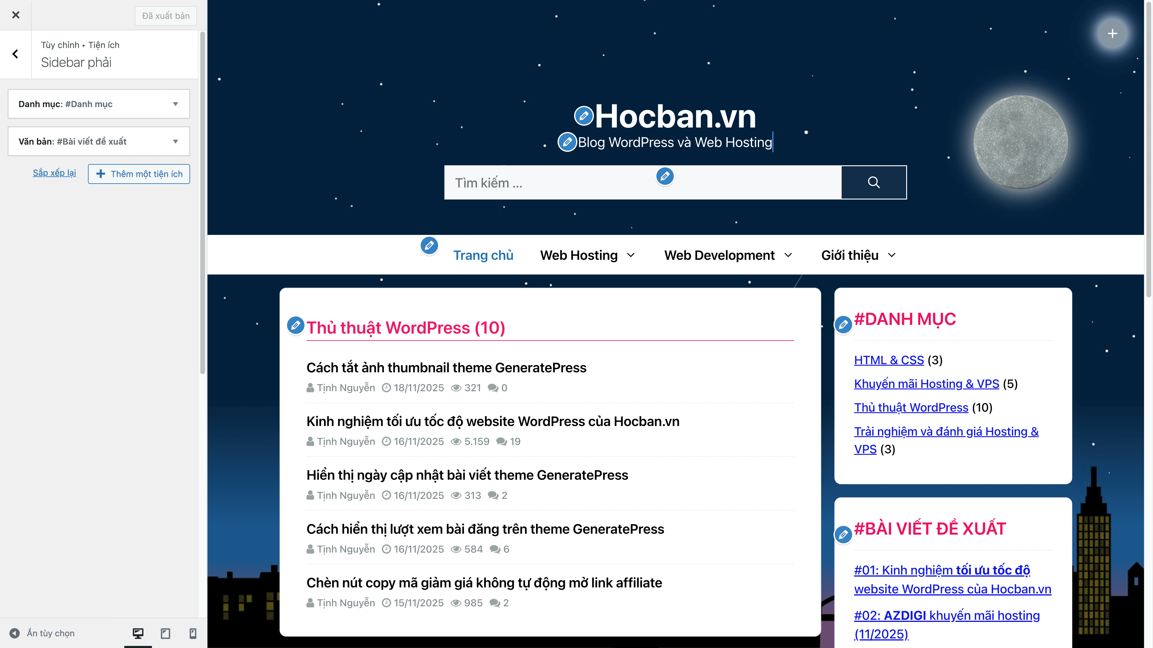 Classic Widget cho website WordPress không dùng plugin